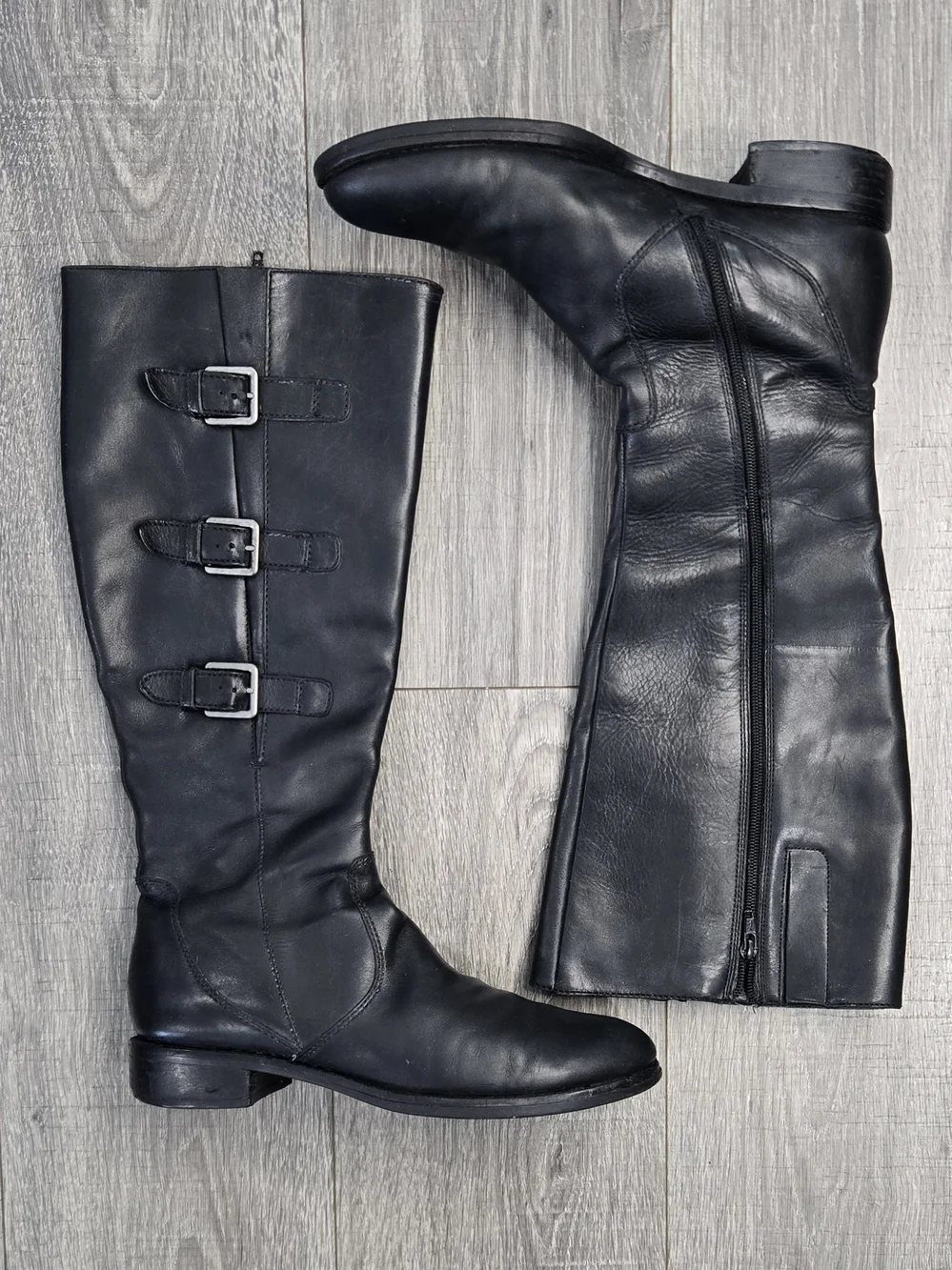 ECCO Hobart Women’s EU 41 US 10-10.5 Black Leather Knee High Riding Boots Triple